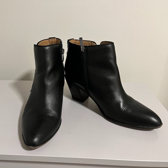 Franco Sarto Black Leather Ankle Boot Orchard Size 9.5 - Picture 1 of 11